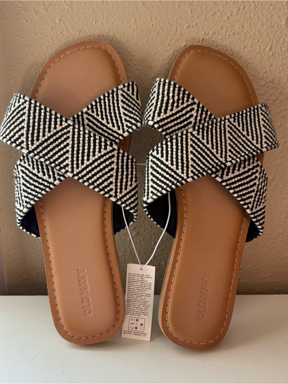 Black and White Sandals Size 8